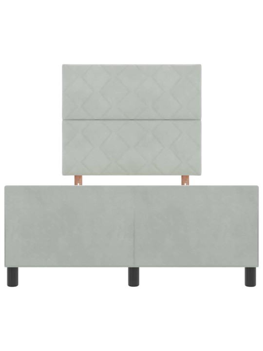 Voodi raam peaga helehall 120 x 200 cm samet
