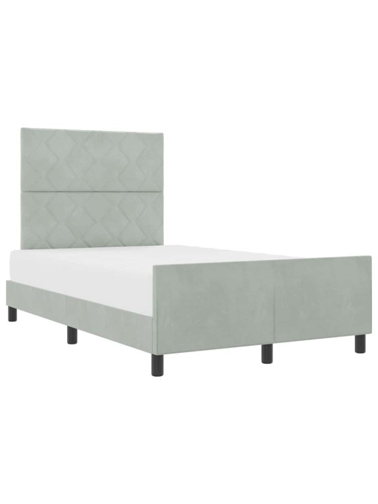 Voodi raam peaga helehall 120 x 200 cm samet