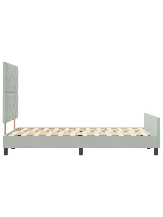 Voodi raam peaga helehall 120 x 200 cm samet