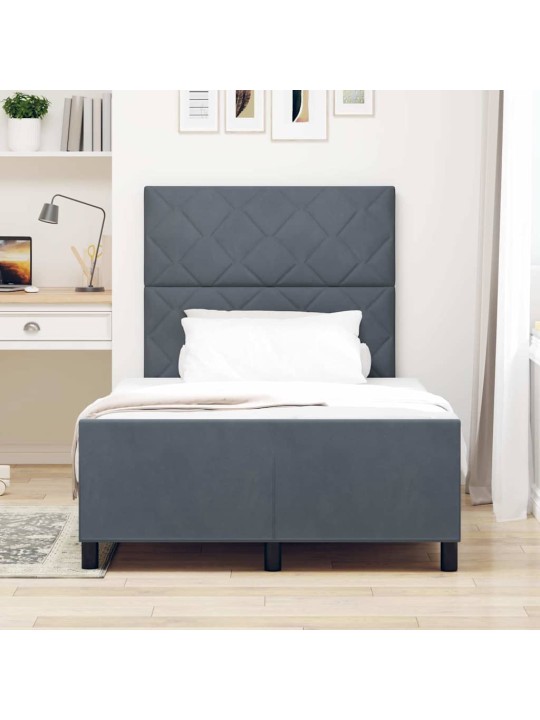 Voodi raam peaga tumehall 120 x 200 cm samet
