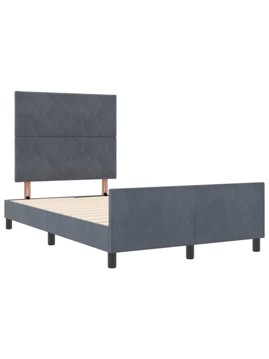 Voodi raam peaga tumehall 120 x 200 cm samet