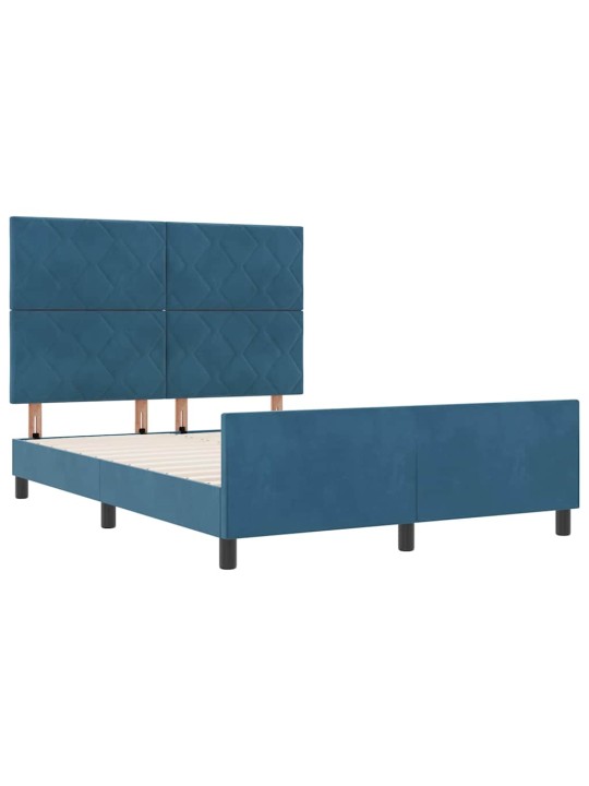 Voodi raam peaga tumesinine 140 x 190 cm samet
