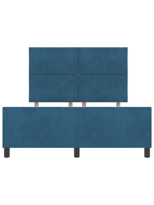 Voodi raam peaga tumesinine 140 x 190 cm samet