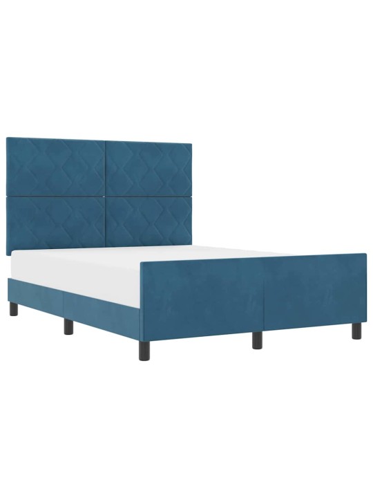 Voodi raam peaga tumesinine 140 x 190 cm samet