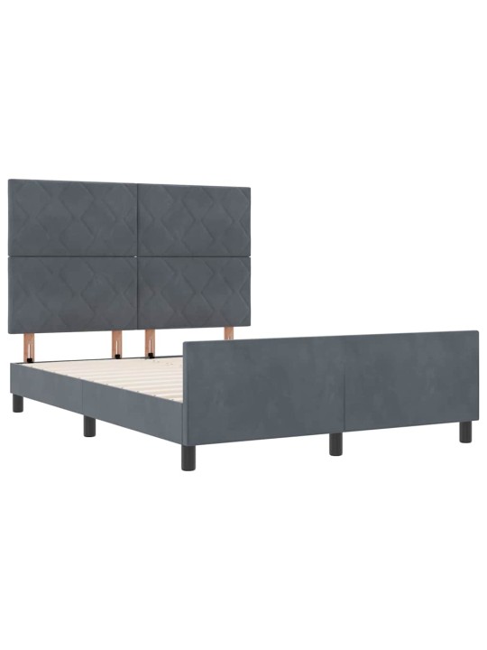 Voodi raam peaga tumehall 160 x 200 cm samet