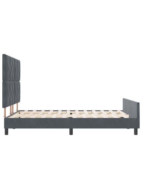 Voodi raam peaga tumehall 160 x 200 cm samet