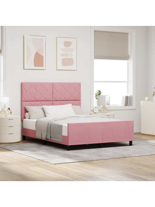 Voodi raam peaga roosa 160 x 200 cm samet