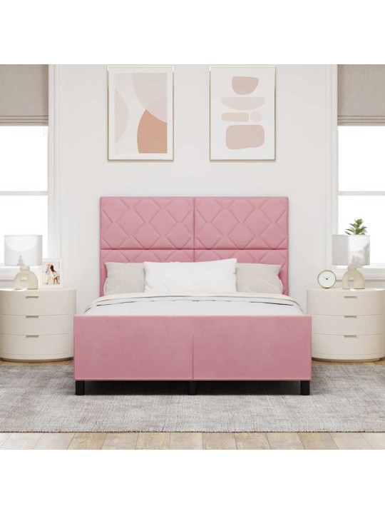 Voodi raam peaga roosa 160 x 200 cm samet