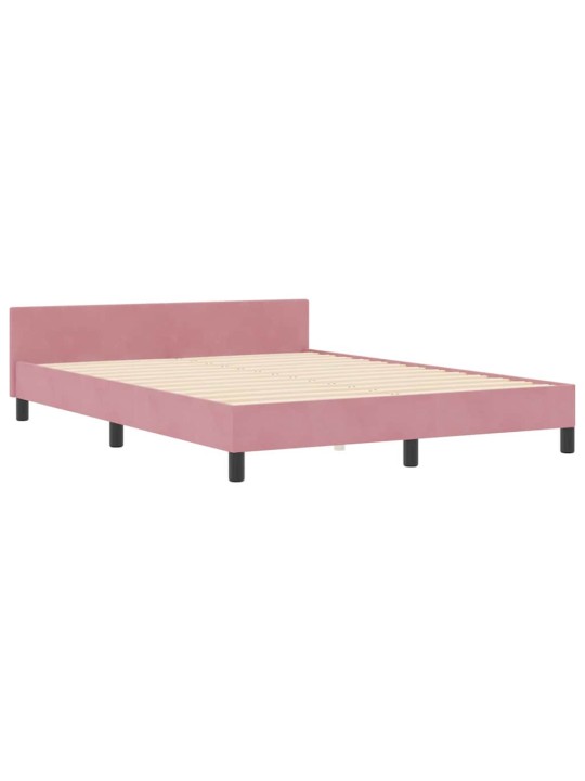 Voodi raam peaga roosa 160 x 200 cm samet