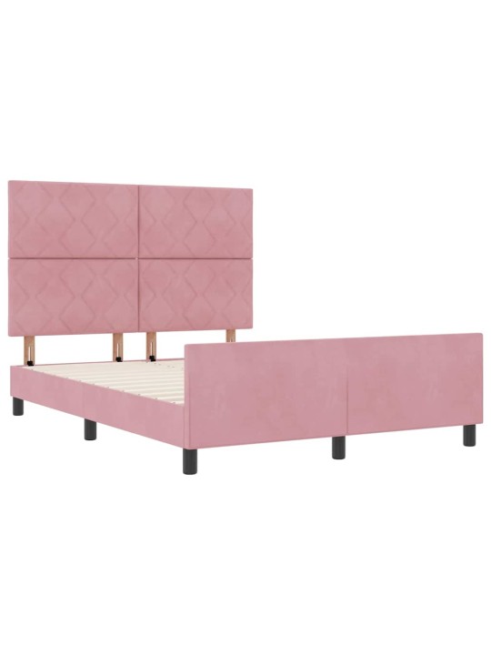 Voodi raam peaga roosa 160 x 200 cm samet