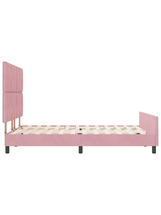 Voodi raam peaga roosa 160 x 200 cm samet