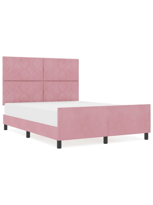 Voodi raam peaga roosa 160 x 200 cm samet