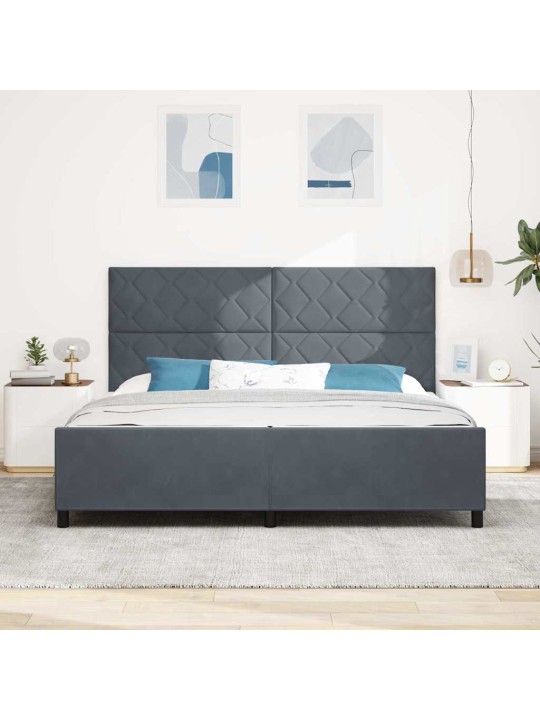 Voodi raam peaga tumehall 200 x 200 cm samet
