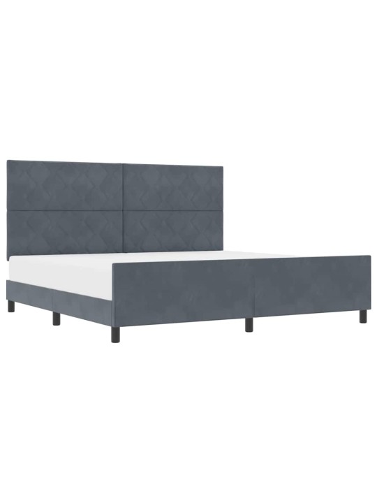 Voodi raam peaga tumehall 200 x 200 cm samet