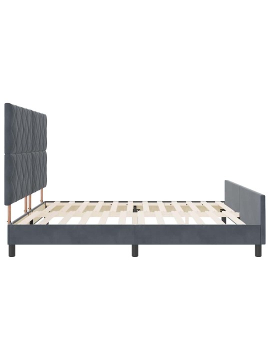 Voodi raam peaga tumehall 200 x 200 cm samet