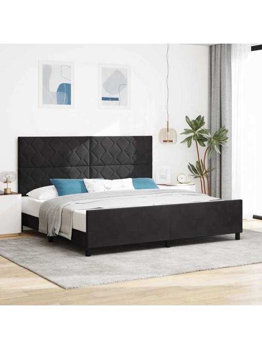 Voodi raam peaga must 200 x 200 cm samet