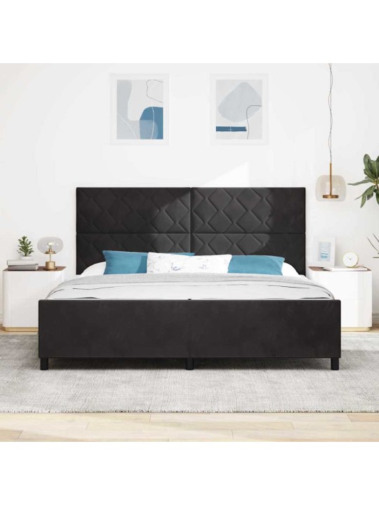 Voodi raam peaga must 200 x 200 cm samet