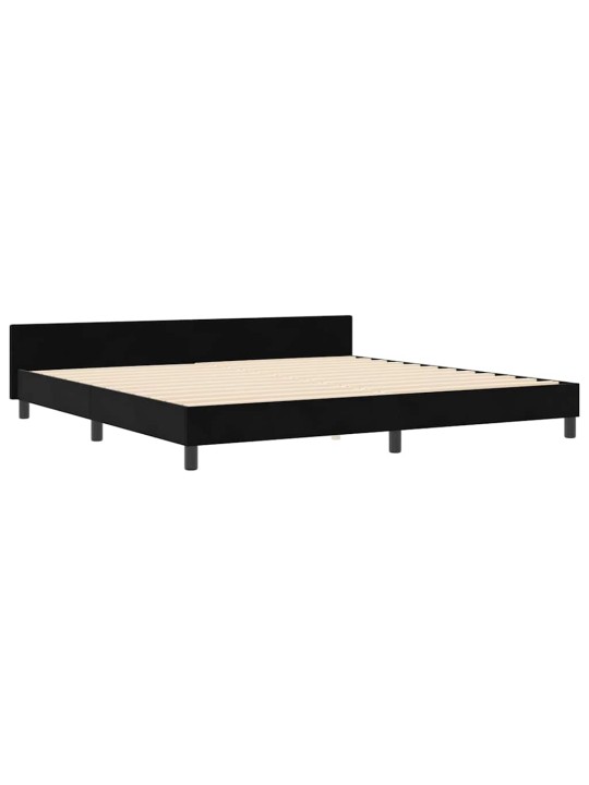 Voodi raam peaga must 200 x 200 cm samet