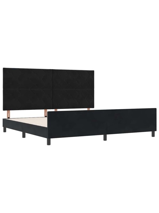 Voodi raam peaga must 200 x 200 cm samet