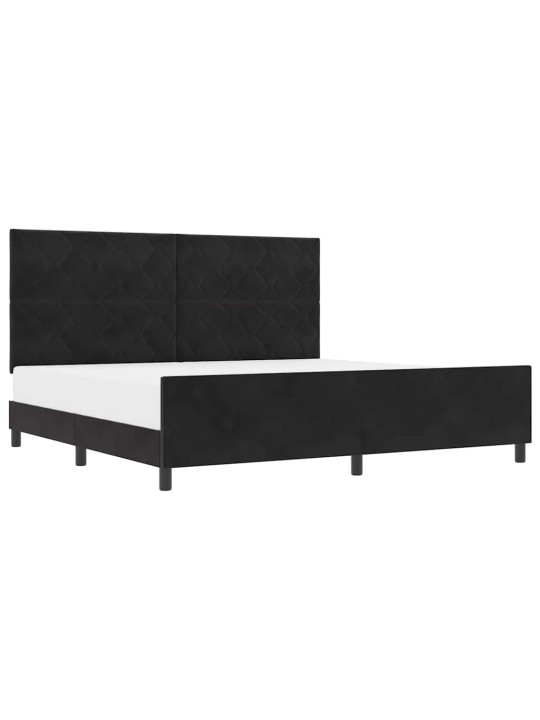 Voodi raam peaga must 200 x 200 cm samet