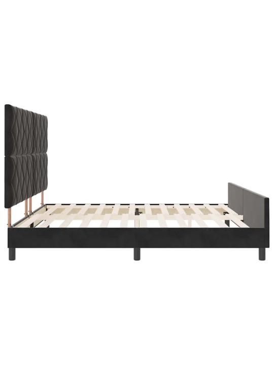 Voodi raam peaga must 200 x 200 cm samet