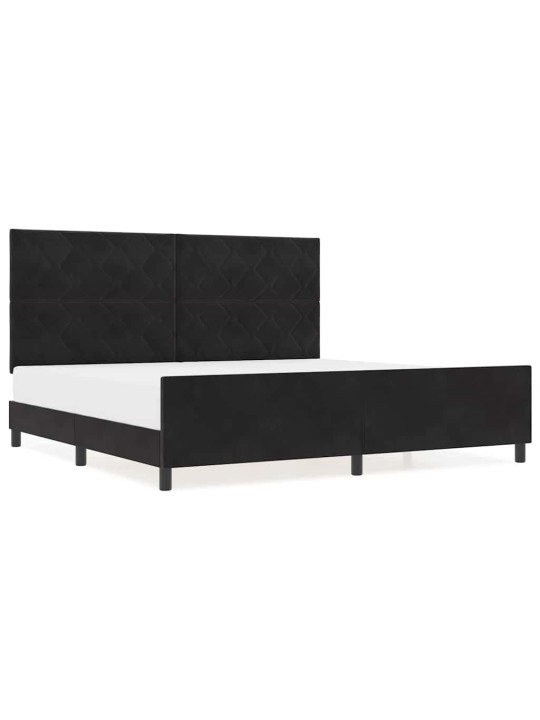 Voodi raam peaga must 200 x 200 cm samet