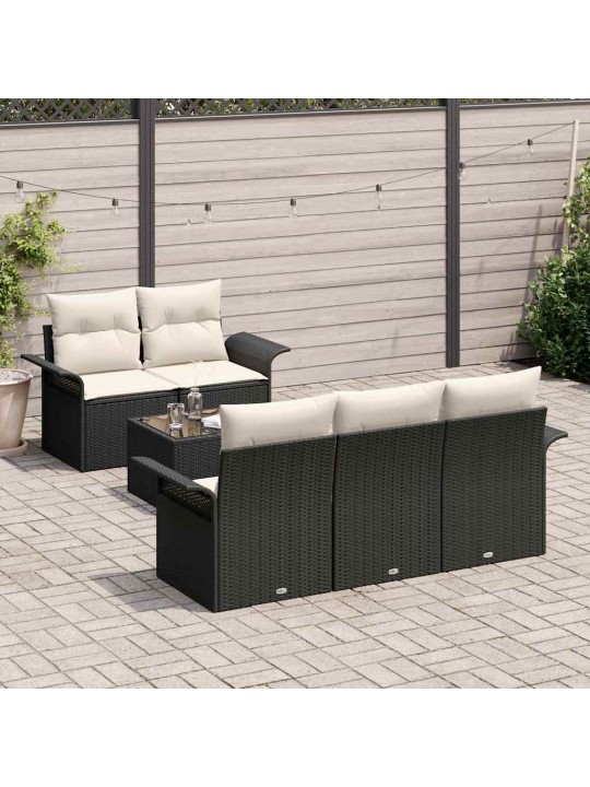 Aia diivanikomplekt padjaga 6 tk must ja kreem 55 x 55 x 37 cm