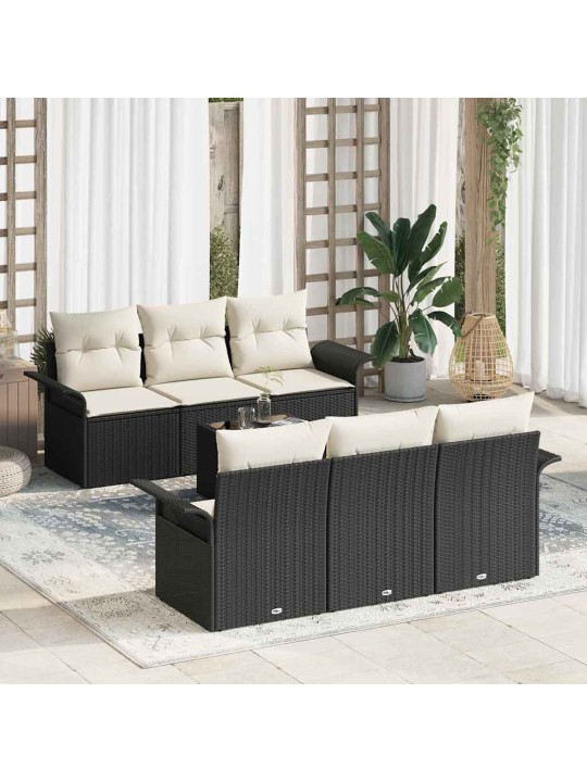 Aia diivanikomplekt padjaga 7 tk must ja kreem 55 x 55 x 37 cm