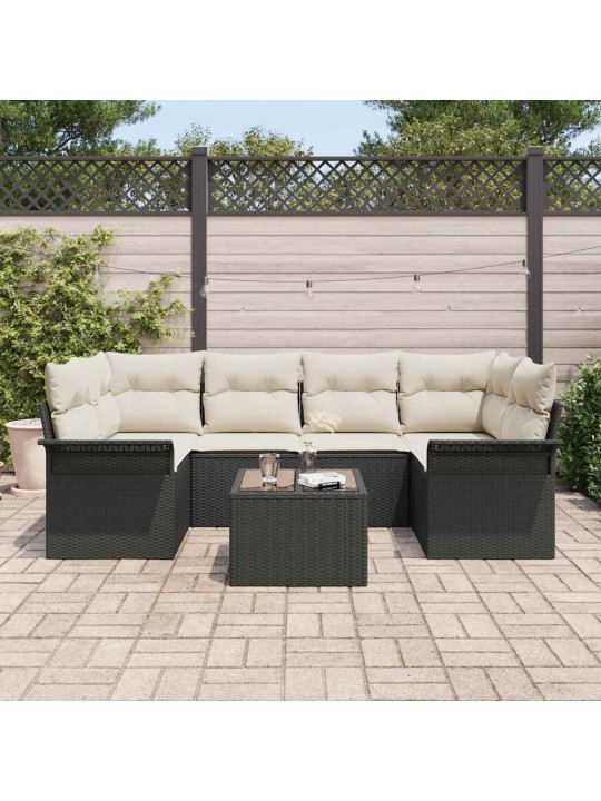 Aia diivanikomplekt padjaga 7 tk must ja kreem 55 x 55 x 37 cm