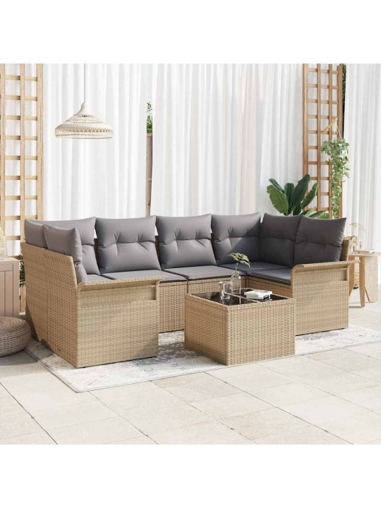 Aia diivanikomplekt padjaga 7 tk beež ja hall 55 x 55 x 37 cm