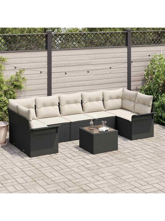 Aia diivanikomplekt padjaga 8 tk must, kreem 55 x 55 x 37 cm