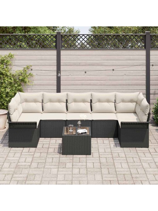 Aia diivanikomplekt padjaga 8 tk must, kreem 55 x 55 x 37 cm