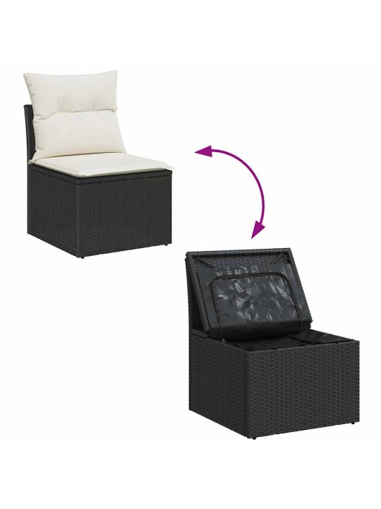 Aia diivanikomplekt padjaga 8 tk must, kreem 55 x 55 x 37 cm