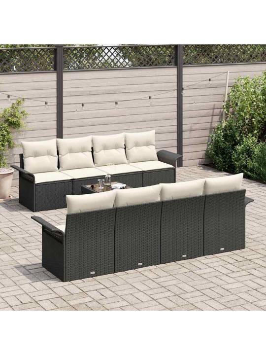 Aia diivanikomplekt padjaga 9 tk must ja kreem 55 x 55 x 37 cm