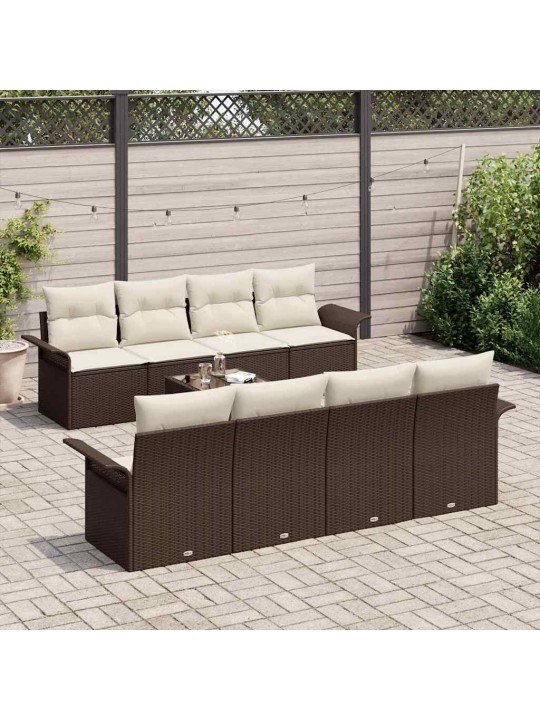 Aia diivanikomplekt 9 tk pruun ja kreem 55 x 55 x 37 cm