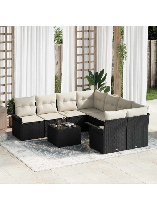 Aia diivanikomplekt padjaga 9 tk must ja kreem 55 x 55 x 37 cm