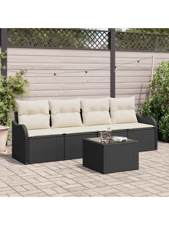 Aia diivanikomplekt padjaga 5 tk must ja kreem 55 x 55 x 37 cm