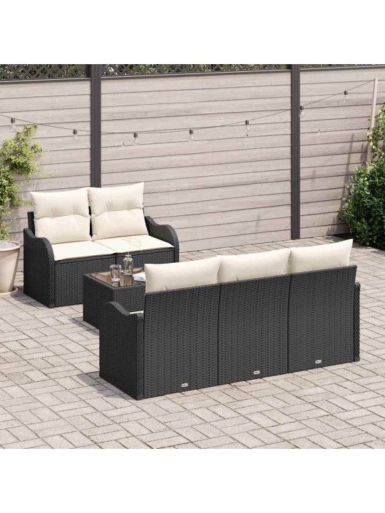 Aia diivanikomplekt padjaga 6 tk must ja kreem 55 x 55 x 37 cm