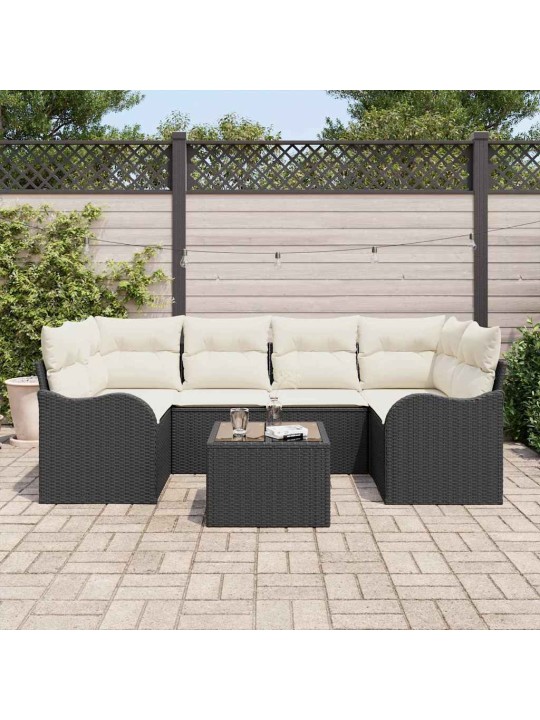 Aia diivanikomplekt padjaga 7 tk must ja kreem 55 x 55 x 37 cm