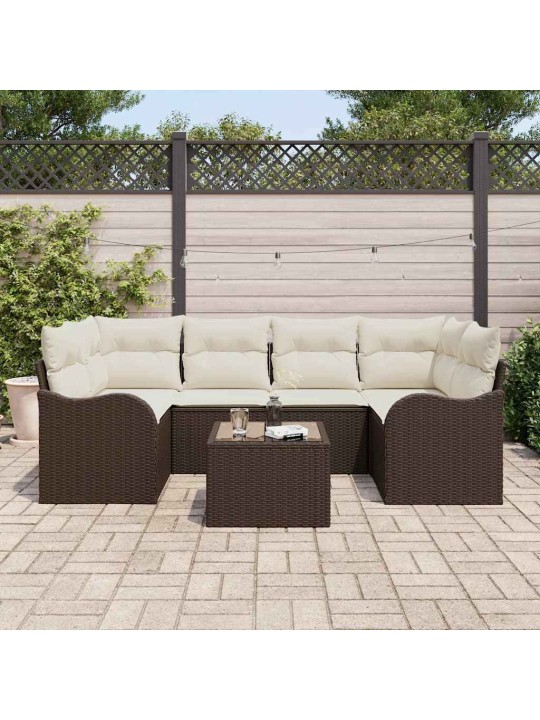 Aia diivanikomplekt 7 tk pruun ja kreem 55 x 55 x 37 cm