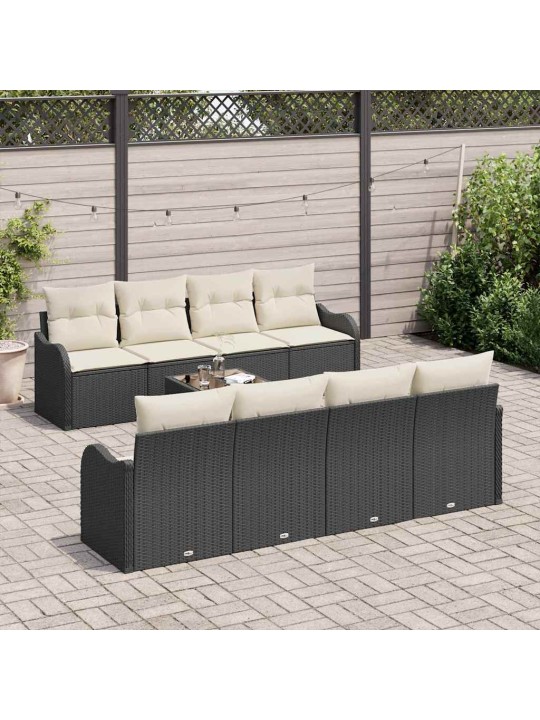 Aia diivanikomplekt padjaga 9 tk must ja kreem 55 x 55 x 37 cm