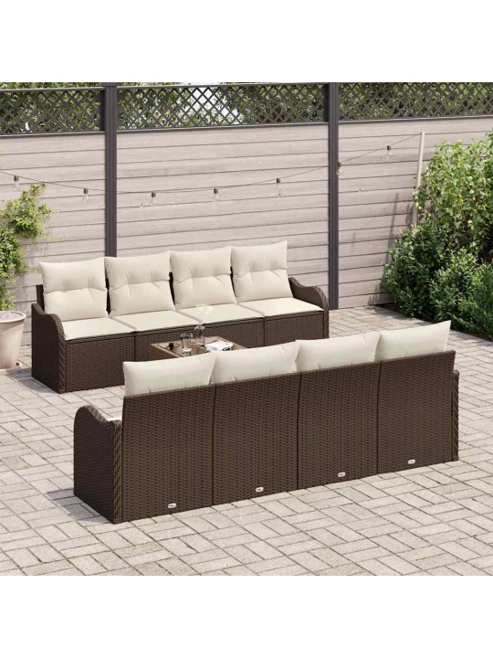 Aia diivanikomplekt 9 tk pruun ja kreem 55 x 55 x 37 cm