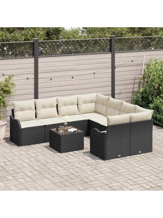 Aia diivanikomplekt padjaga 9 tk must ja kreem 55 x 55 x 37 cm