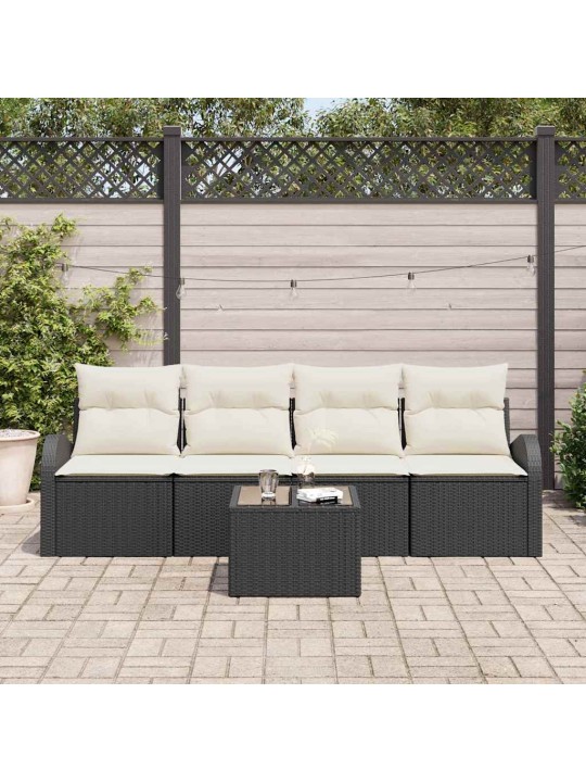 Aia diivanikomplekt padjaga 5 tk must ja kreem 55 x 55 x 37 cm