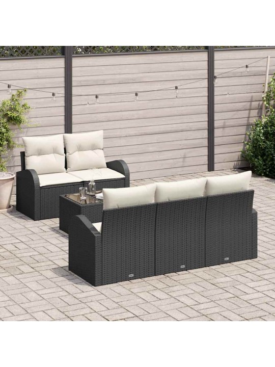 Aia diivanikomplekt padjaga 6 tk must ja kreem 55 x 55 x 37 cm