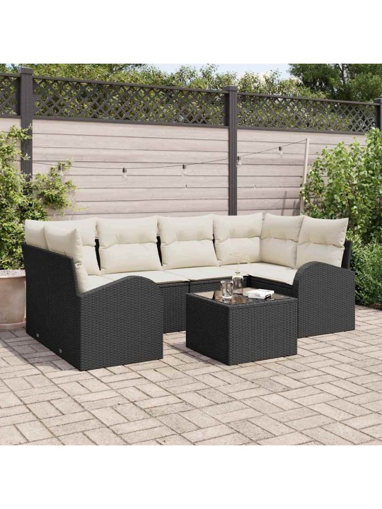 Aia diivanikomplekt padjaga 7 tk must ja kreem 55 x 55 x 37 cm