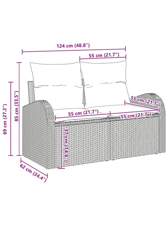 Aia diivanikomplekt padjaga 8 tk pruun, kreem 55 x 55 x 37 cm