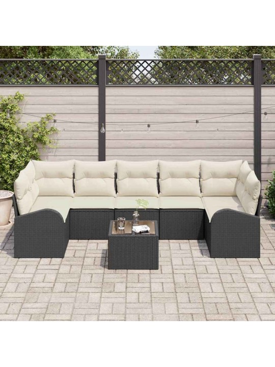 Aia diivanikomplekt padjaga 8 tk must ja kreem 55 x 55 x 37 cm