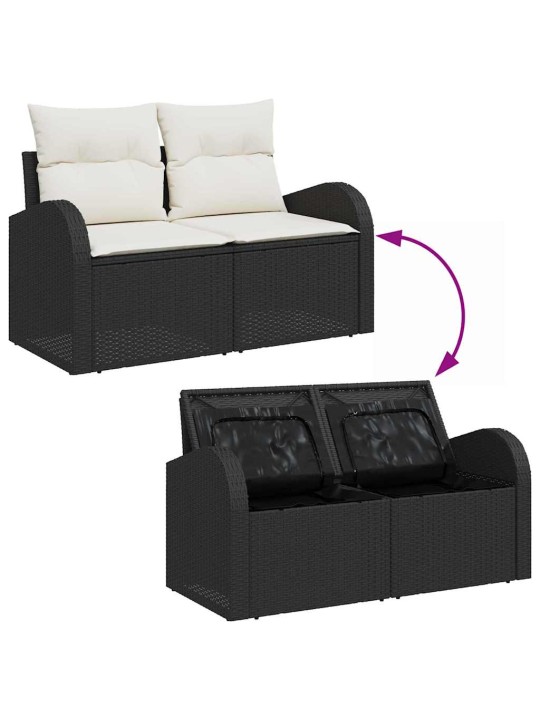 Aia diivanikomplekt padjaga 8 tk must ja kreem 55 x 55 x 37 cm