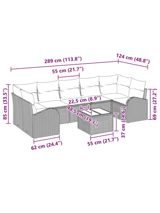 Aia diivanikomplekt 8 tk pruun ja kreem 55 x 55 x 37 cm